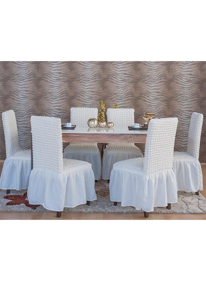 Fabienne 6-Piece Turkish Cotton Stretchable Chair Covers White 100x50centimeter  - Image 1