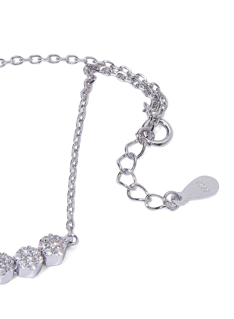 AK Jewels - Silver 925 Heart Floral Design Chain Bracelet - Image 1