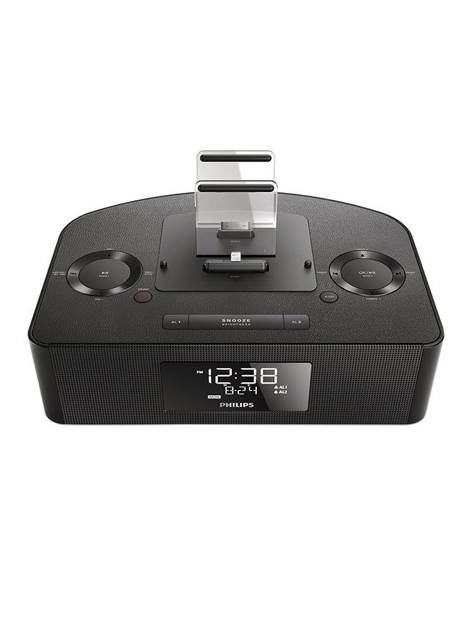 Philips - AJ7260D Dual Dock Triple Charging Clock Radio Black - Image 1