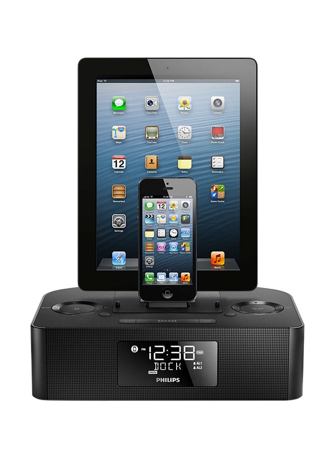Philips - AJ7260D Dual Dock Triple Charging Clock Radio Black - Image 1