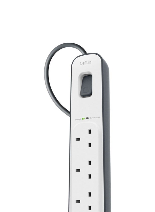 belkin Belkin 6 Way/6 Plug Surge Protection Strip With 2 Meters Cord Length - Heavy Duty Electrical Extension Socket white  - Image 3