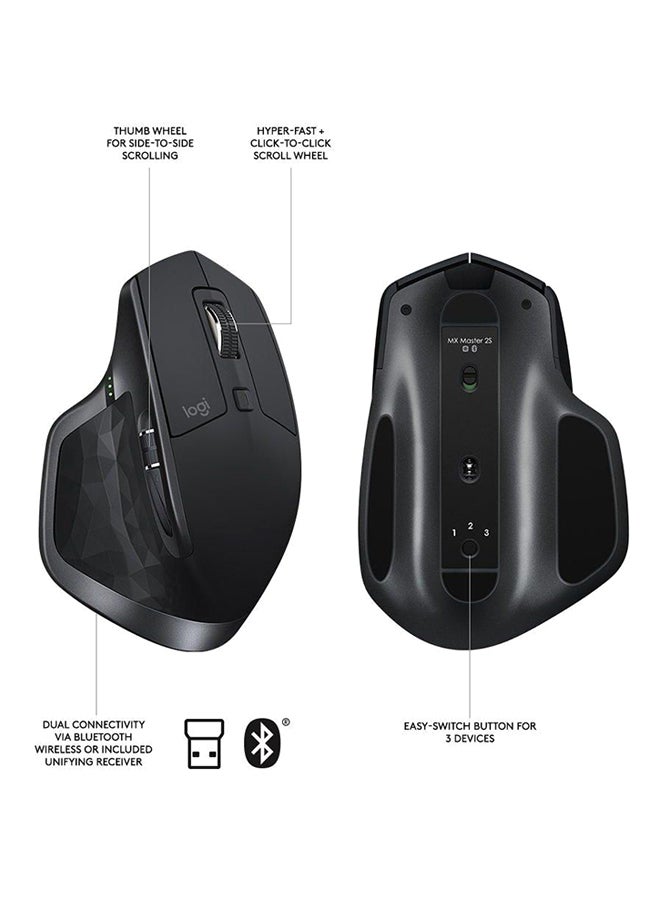 Logitech - MX Master 2S USB Wireless Mouse With Receiver Black - Image 1