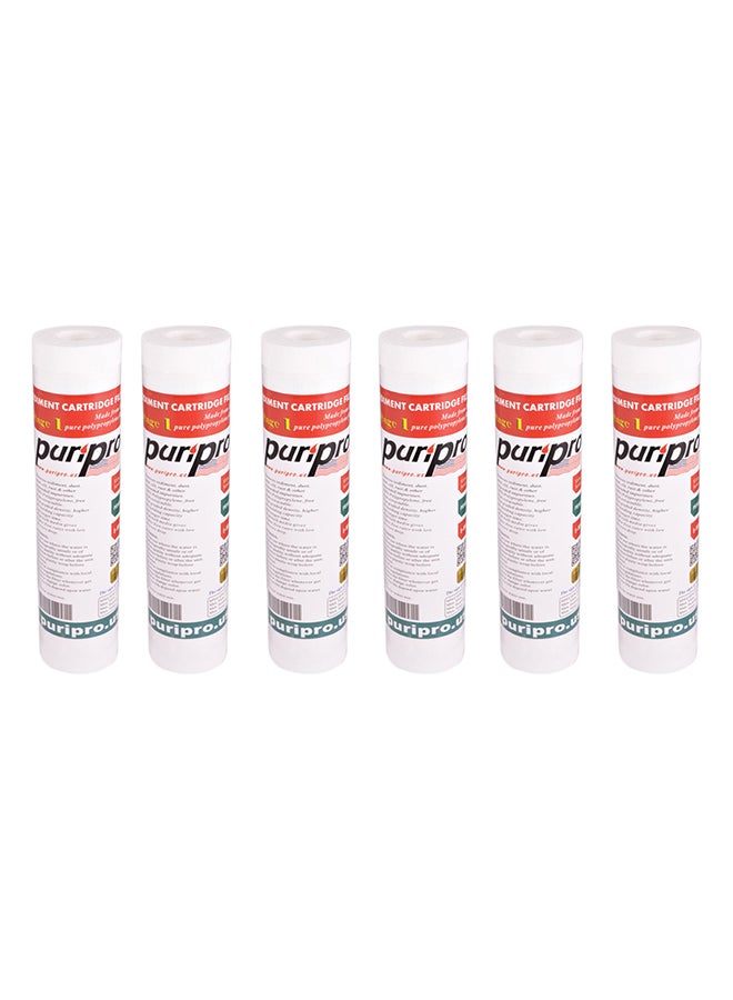 PuriPro 6-Piece Sediment Cartridge Water Filter White 10inch - Image 1