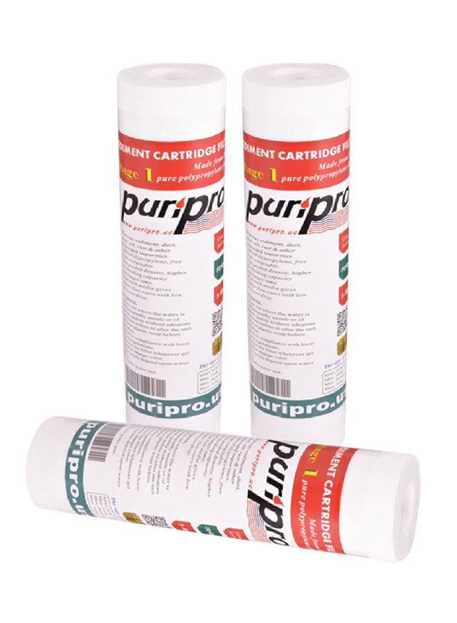 PuriPro 3-Piece Sediment Cartridge Water Filter White 10inch - Image 1