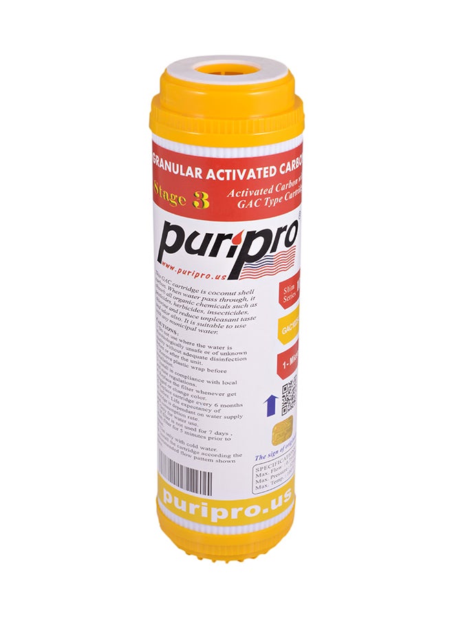 PuriPro 3-Piece Granular Activated Carbon Water Filter Cartridge Multicolour 10inch - Image 2