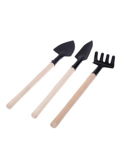 Generic 3-Piece  Mini Shovel Rake Set Garden Tool Set With Wooden Handle Black 62grams  - Image 1