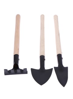 Generic 3-Piece  Mini Shovel Rake Set Garden Tool Set With Wooden Handle Black 62grams  - Image 2