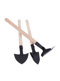 Generic 3-Piece  Mini Shovel Rake Set Garden Tool Set With Wooden Handle Black 62grams  - Image 3