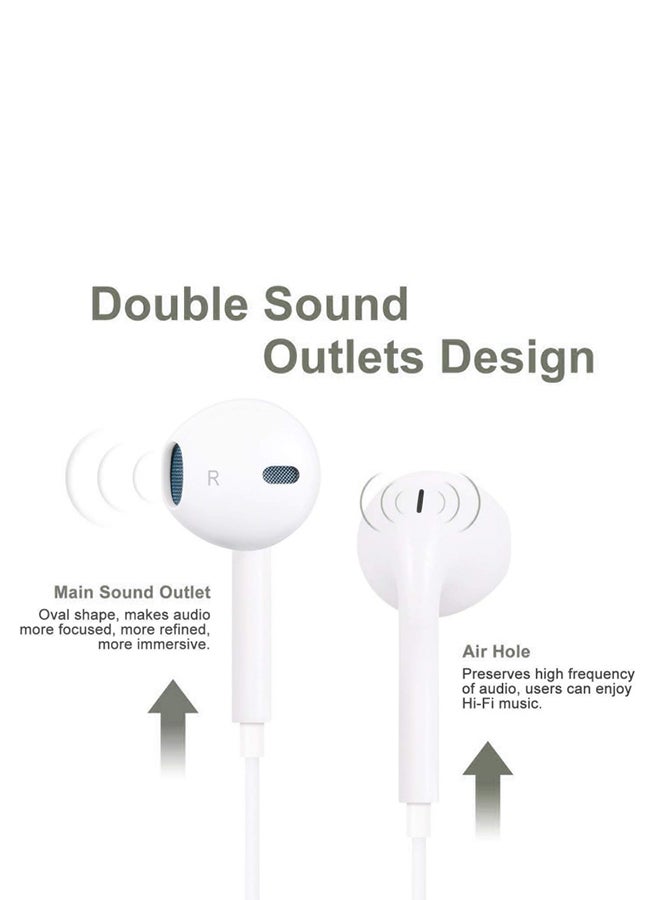 آيندز سماعة أذن داخلية فائقة الجودة ومزودة بميكروفون أبيض - Image 2