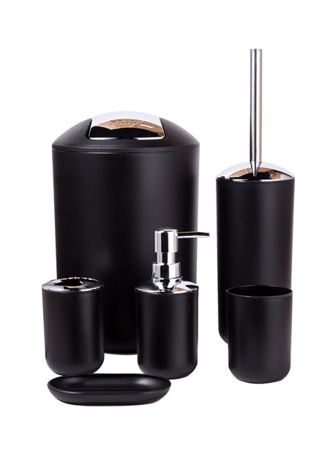 6-Piece Bathroom Set Black 25x25x30cm