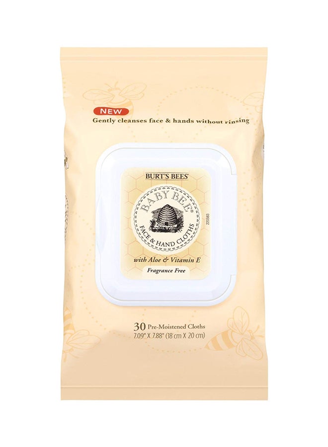 Burt's Bees Face And Hand Cloths With Aloe And Vitamin E 30 Pre Moisted Cloths