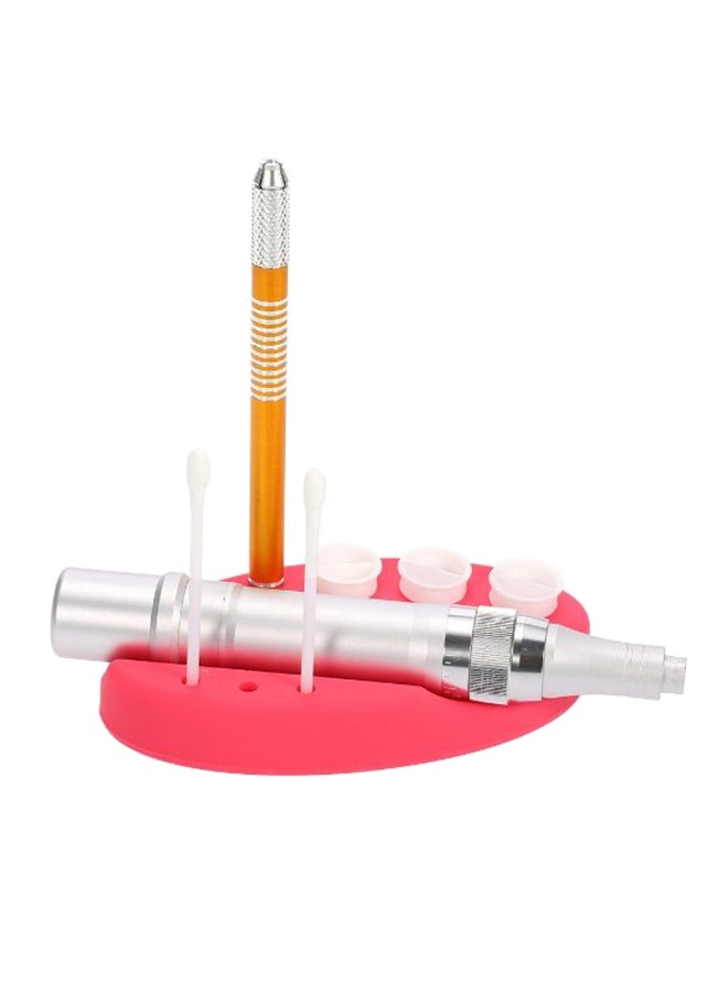 بيوينتي قطعة واحدة من حامل ومنظم من السيليكون بتصميم بيضاوي لحمل حبر التاتو والأحبار، لون أزرق وردي - Image 3