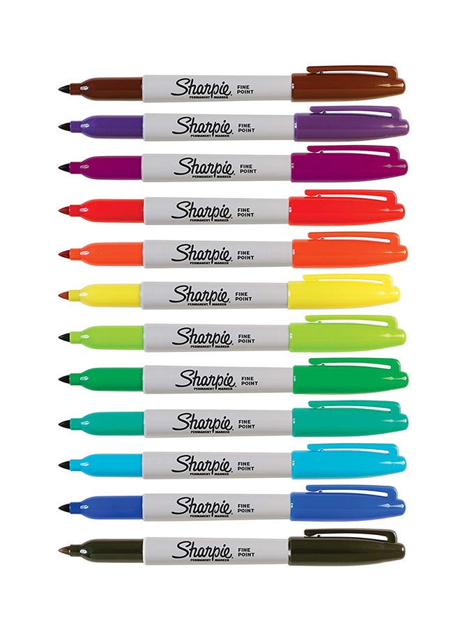 شاربي مجموعة أقلام ماركر برأس رفيع من 12 قطعة متعدد الألوان - Image 2