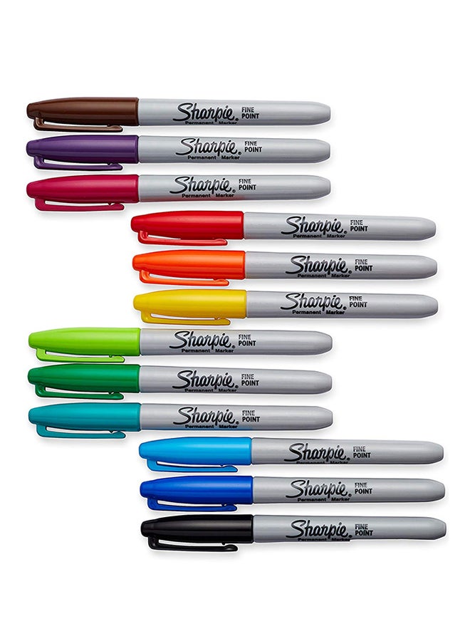 شاربي مجموعة أقلام ماركر برأس رفيع من 12 قطعة متعدد الألوان - Image 3