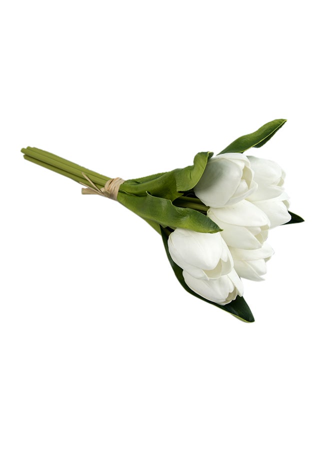 Maston - Tulip Artificial Flower Bunch White/Green 30 x 7centimeter - Image 1
