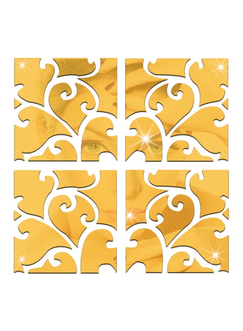 Patterned Mirror Wall Sticker Gold