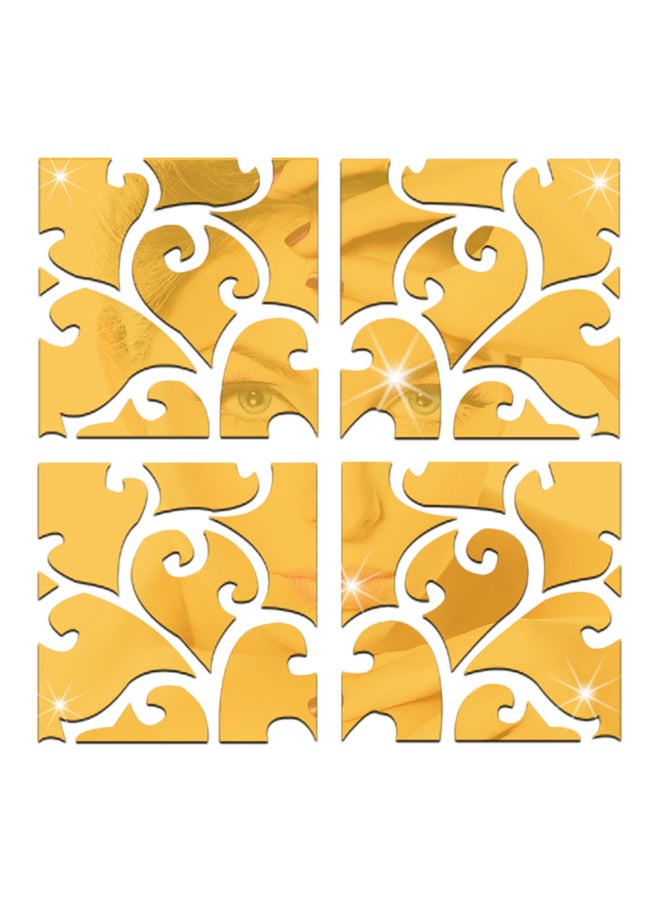 FUNLIFE - Patterned Mirror Wall Sticker Gold - Image 1