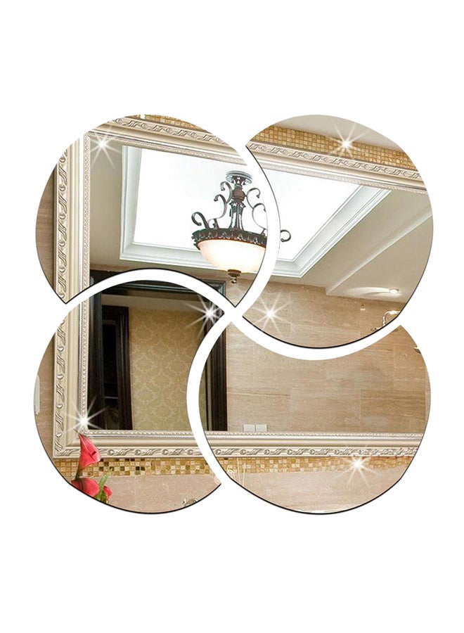 فان لايف ملصق جداري بتصميم مجسم ثلاثي الأبعاد لمرآة على شكل دوائر بازل قابلة للإزالة فضي - Image 1