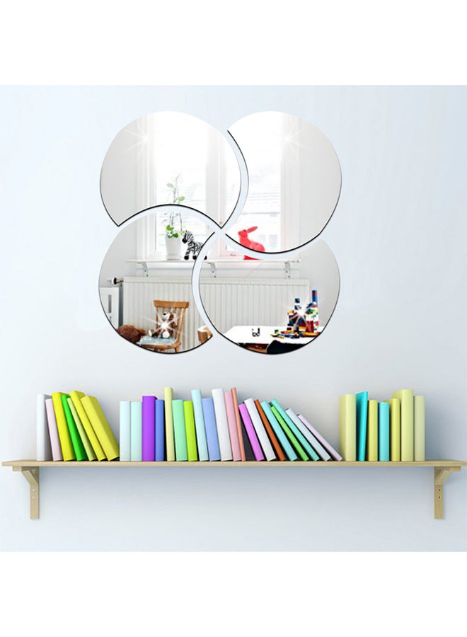 فان لايف ملصق جداري بتصميم مجسم ثلاثي الأبعاد لمرآة على شكل دوائر بازل قابلة للإزالة فضي - Image 2