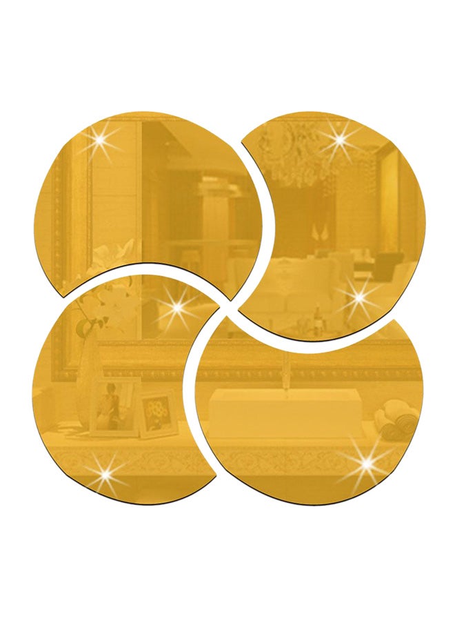 FUNLIFE 3D Stereo Removable Round Mirror Puzzle Mirror Wall Sticker Gold - Image 1