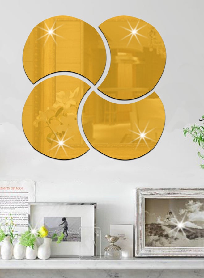 FUNLIFE 3D Stereo Removable Round Mirror Puzzle Mirror Wall Sticker Gold - Image 2