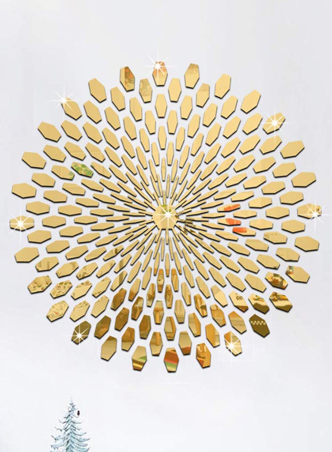 FUNLIFE Decorative Graphic Mirror Wall Sticker Gold - Image 2