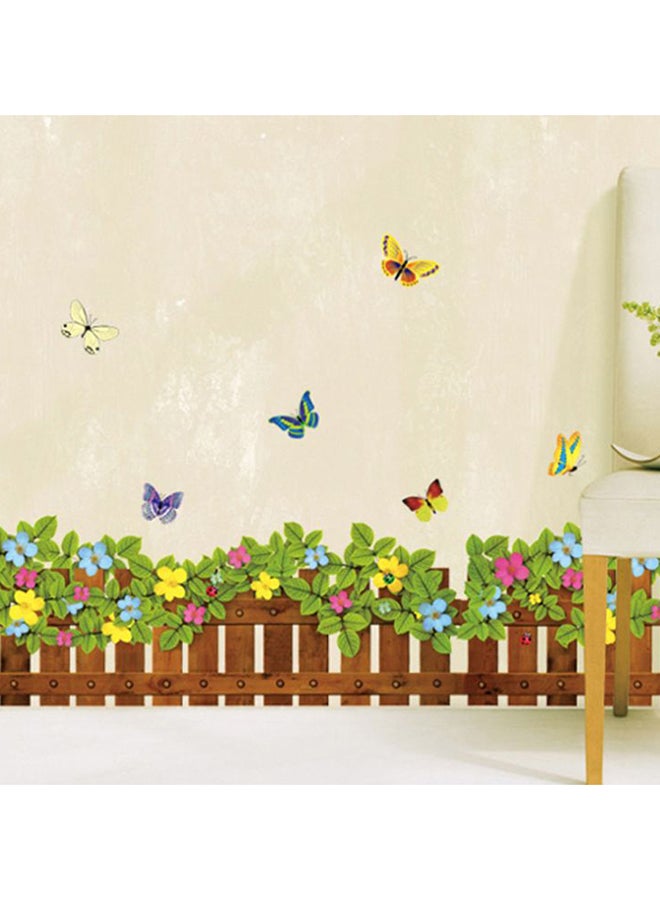 Butterfly And Flower Fence 3D Wall Sticker Multicolour 50 X 70cm - Image 1