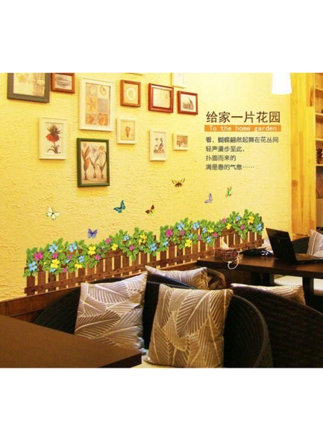 Butterfly And Flower Fence 3D Wall Sticker Multicolour 50 X 70cm - Image 2