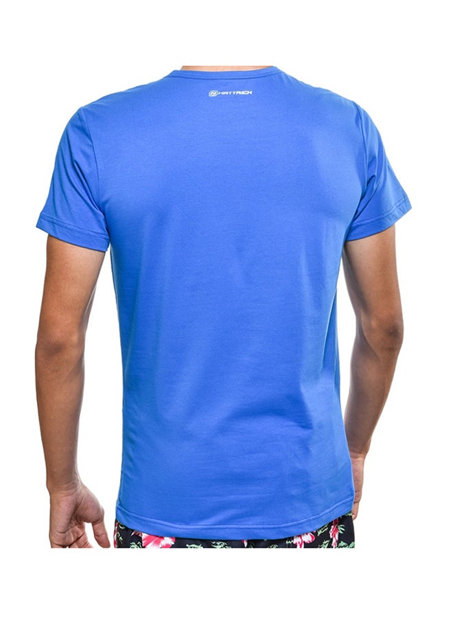 Hattrick - Round Neck Short Sleeve T-Shirt Blue - Image 1