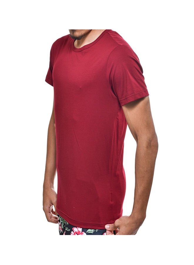 Hattrick Round Neck Short Sleeve T-Shirt Maroon  - Image 2
