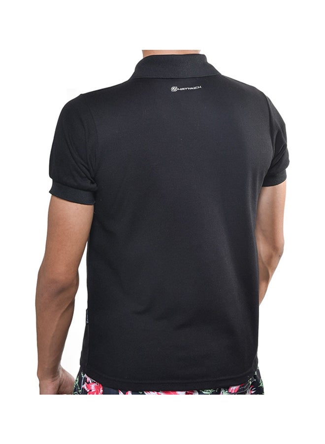 Hattrick Collared Neck Short Sleeve Polo Shirt Black - Image 3