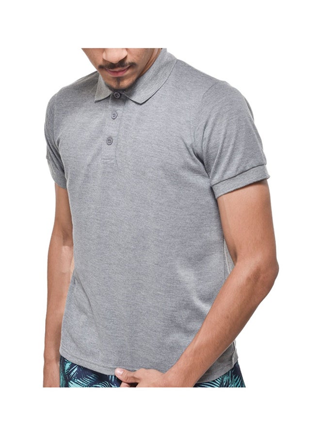 Hattrick Collared Neck Short Sleeve Polo Shirt Grey  - Image 1