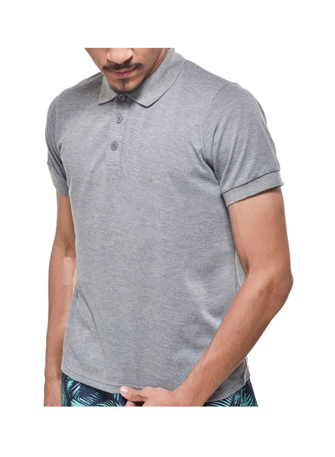 Hattrick Collared Neck Short Sleeve Polo Shirt Grey - Image 1