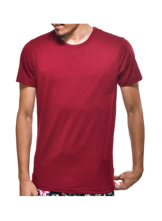 Hattrick Round Neck Short Sleeve T-Shirt Maroon  - Image 1