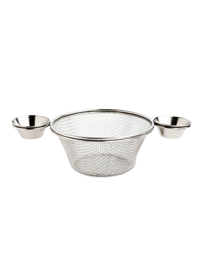 Mini Chip Basket With 2 Sauce Cup Silver 18cm - v1552028928/N21743734A_1