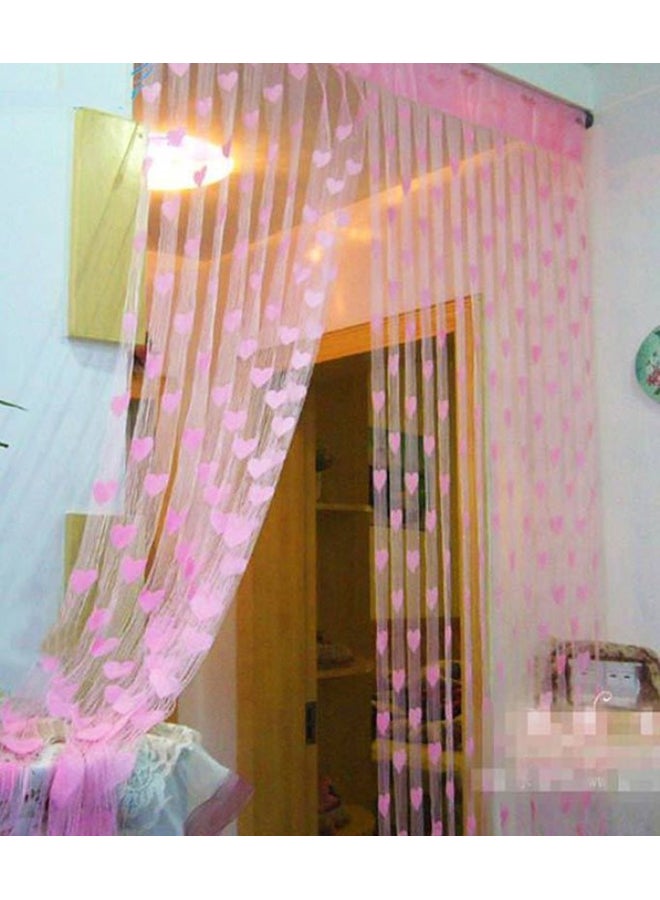 Panipat Textile Hub - Pack Of 2 Polyester Door Curtains Floral Pink 213cm ( 7 Feet ) - Image 1