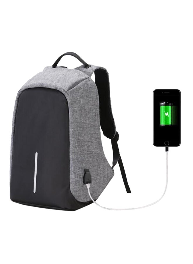 حقيبة ظهر للكمبيوتر المحمول مضادة للسرقة ومزوّد بمنفذ USB للشحن رمادي/أسود - Image 5