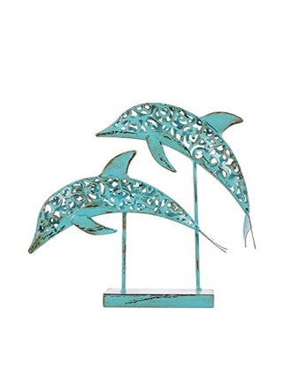 تمثال زينة منحوت بشكل دلافين بتأثير كلاسيكي أزرق 30x8x27سم - v1552031951/N20974604A_1