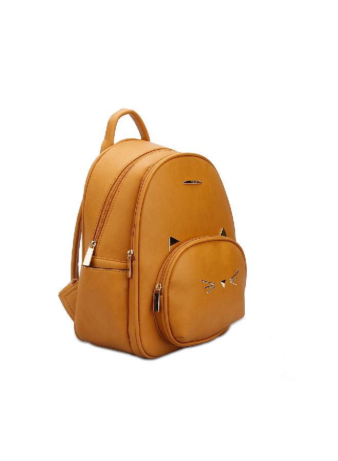 YUEJIN - Faux Leather Fashion Backpack Brown - Image 1