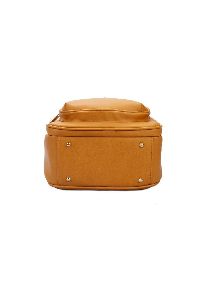 YUEJIN - Faux Leather Fashion Backpack Brown - Image 1