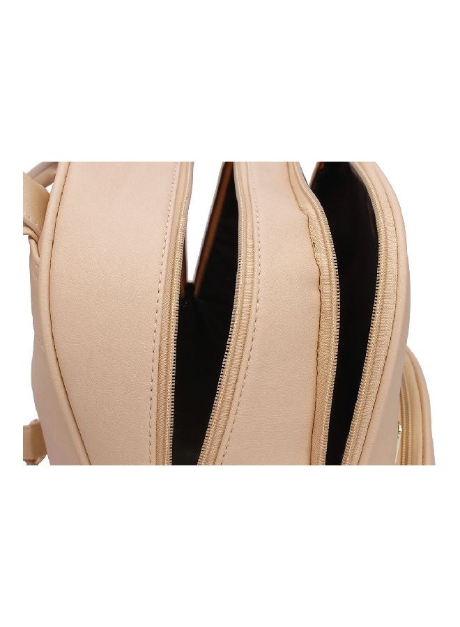 YUEJIN - Faux Leather Fashion Backpack Beige - Image 1