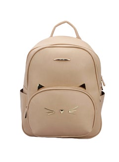 Faux Leather Fashion Backpack Beige