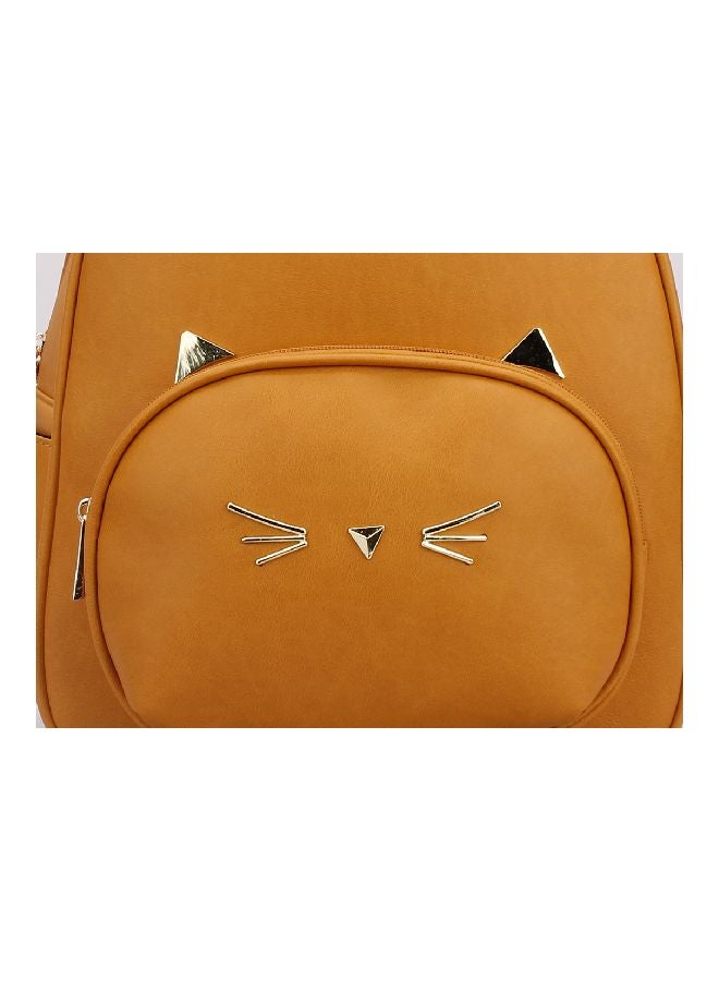 YUEJIN - Faux Leather Fashion Backpack Brown - Image 1