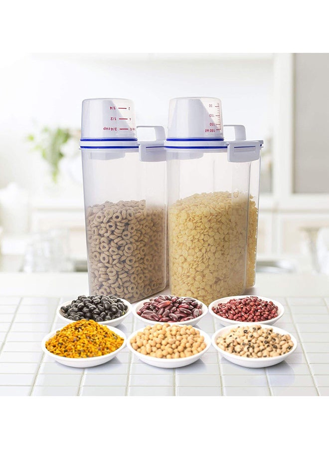MARGOUN - Rice And Cereal Storage Plastic Container With Pour Spout  And Measuring Cup Transparent 23.5 x 16.5 x 11cm - Image 1