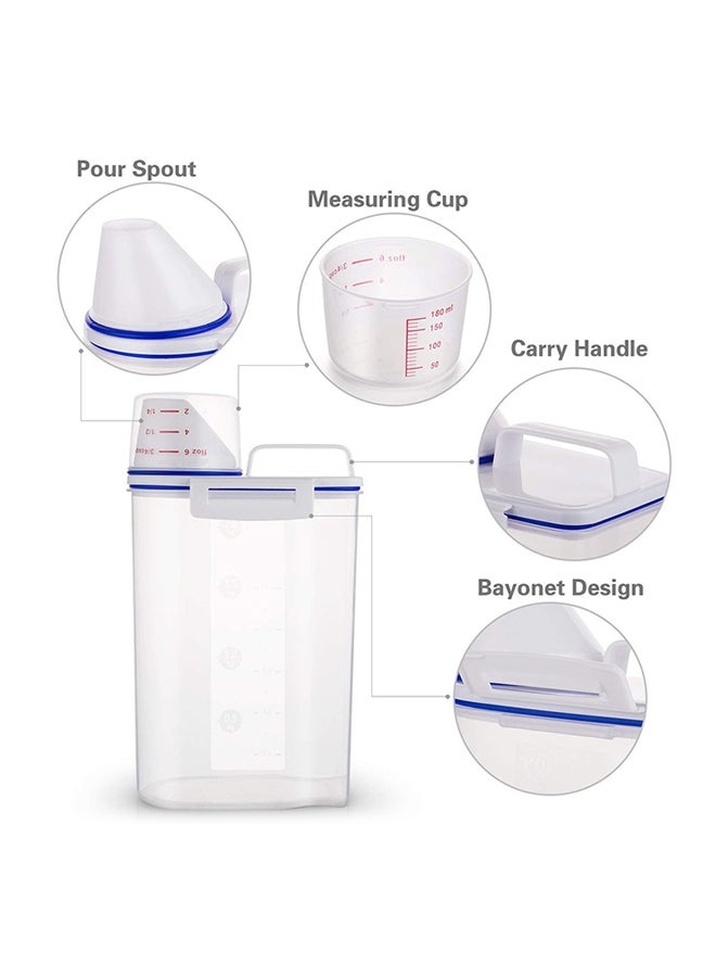 MARGOUN - Rice And Cereal Storage Plastic Container With Pour Spout  And Measuring Cup Transparent 23.5 x 16.5 x 11cm - Image 1