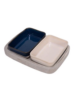 La Mesa 2-Piece Dishes On Cement Tray Navy/White 10 Centimeter  - Image 1