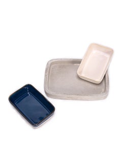 La Mesa 2-Piece Dishes On Cement Tray Navy/White 10 Centimeter  - Image 2