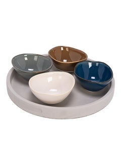 La Mesa 4-Piece Bowls On Cement Tray Multicolour 24 Centimeter  - Image 1