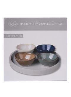 La Mesa 4-Piece Bowls On Cement Tray Multicolour 24 Centimeter  - Image 3