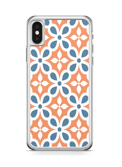 Transparent Edge Protective Case Cover For Apple iPhone X Classic Tile Pattern